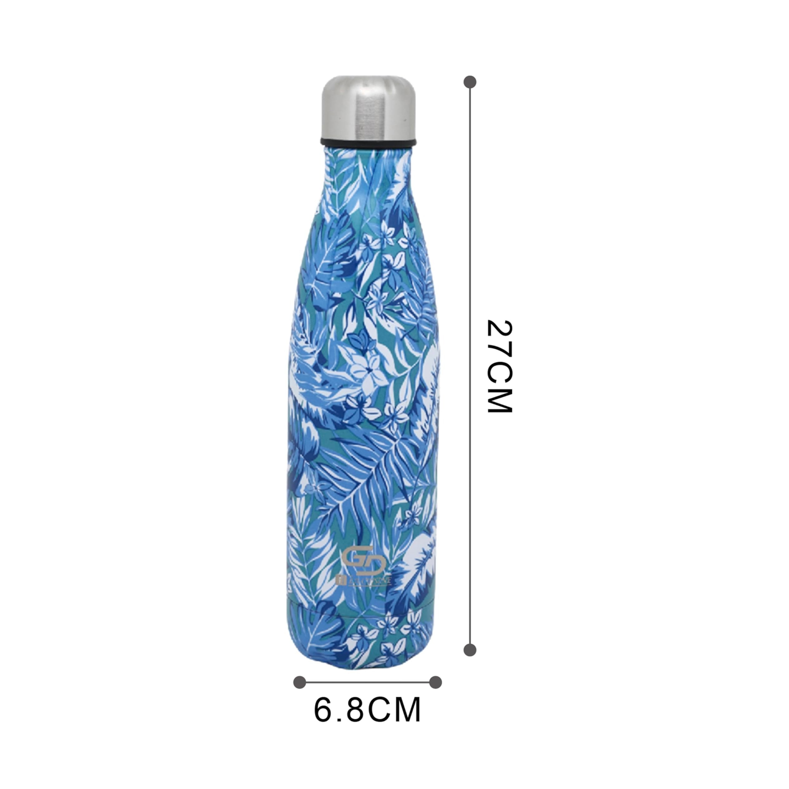 GD LOVES YOUR HOME Borraccia Termica 500 ml in Acciaio Inox 304 – Doppia Parete (caldo 8h / freddo 24h), tappo ermetico, riutilizzabile senza BPA – Fantasie Tropical