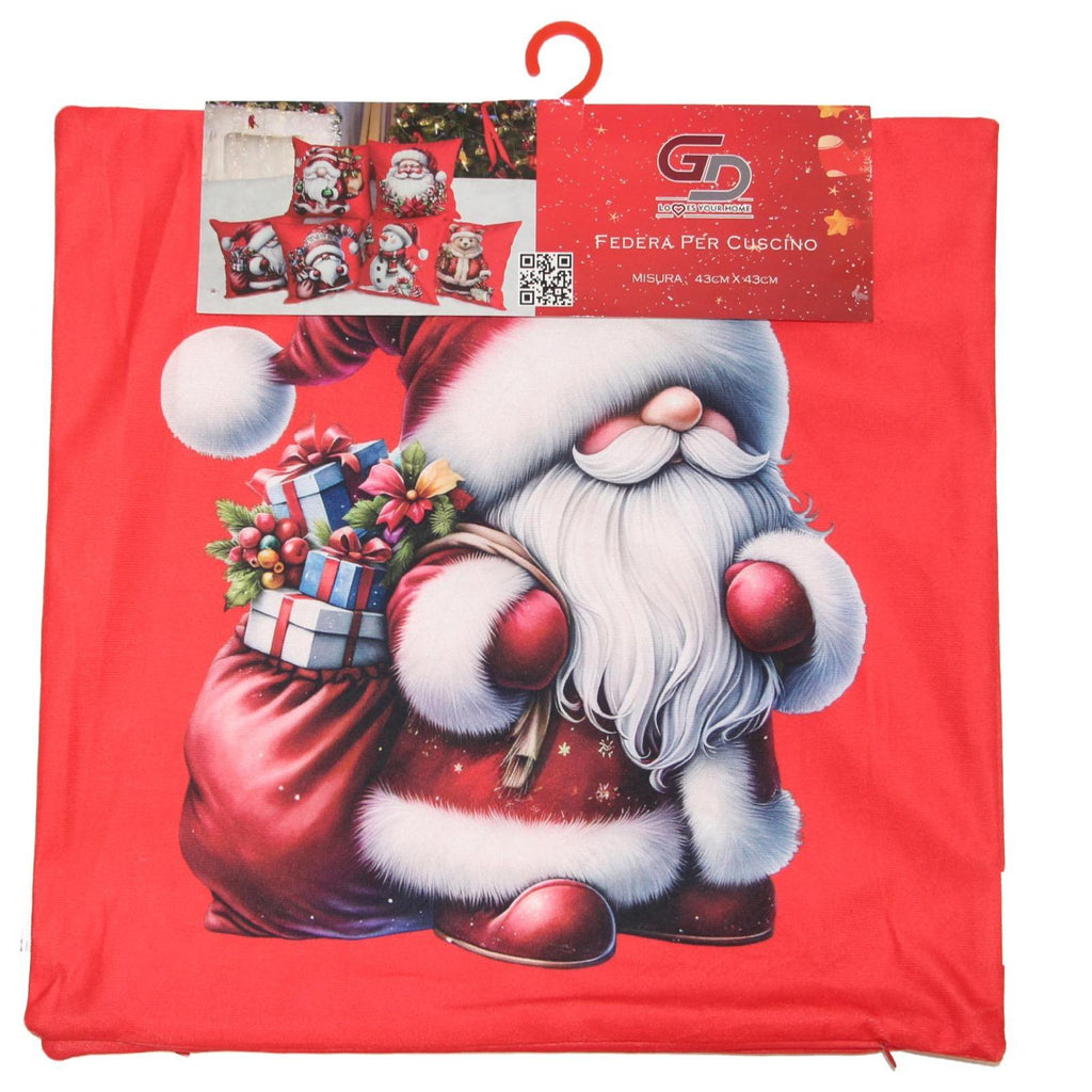 GD LOVES XMAS Set 2 Copricuscino Natalizio 3D 43×43 cm Federe Morbide per Divano o Letto 12 Fantasie Natalizie con Babbo Natale e Regali