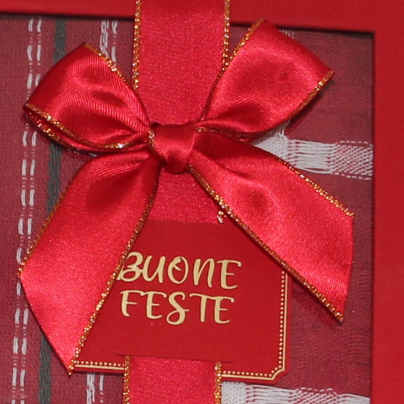 GD LOVES XMAS Set Regalo Natalizio in Scatola con Fiocco Tovaglietta 40*60CM in cotone Elegante per Tavola di Natale – 4 Varianti Buone Feste / Merry Christmas / Happy Christmas – Idea Regalo Pronta