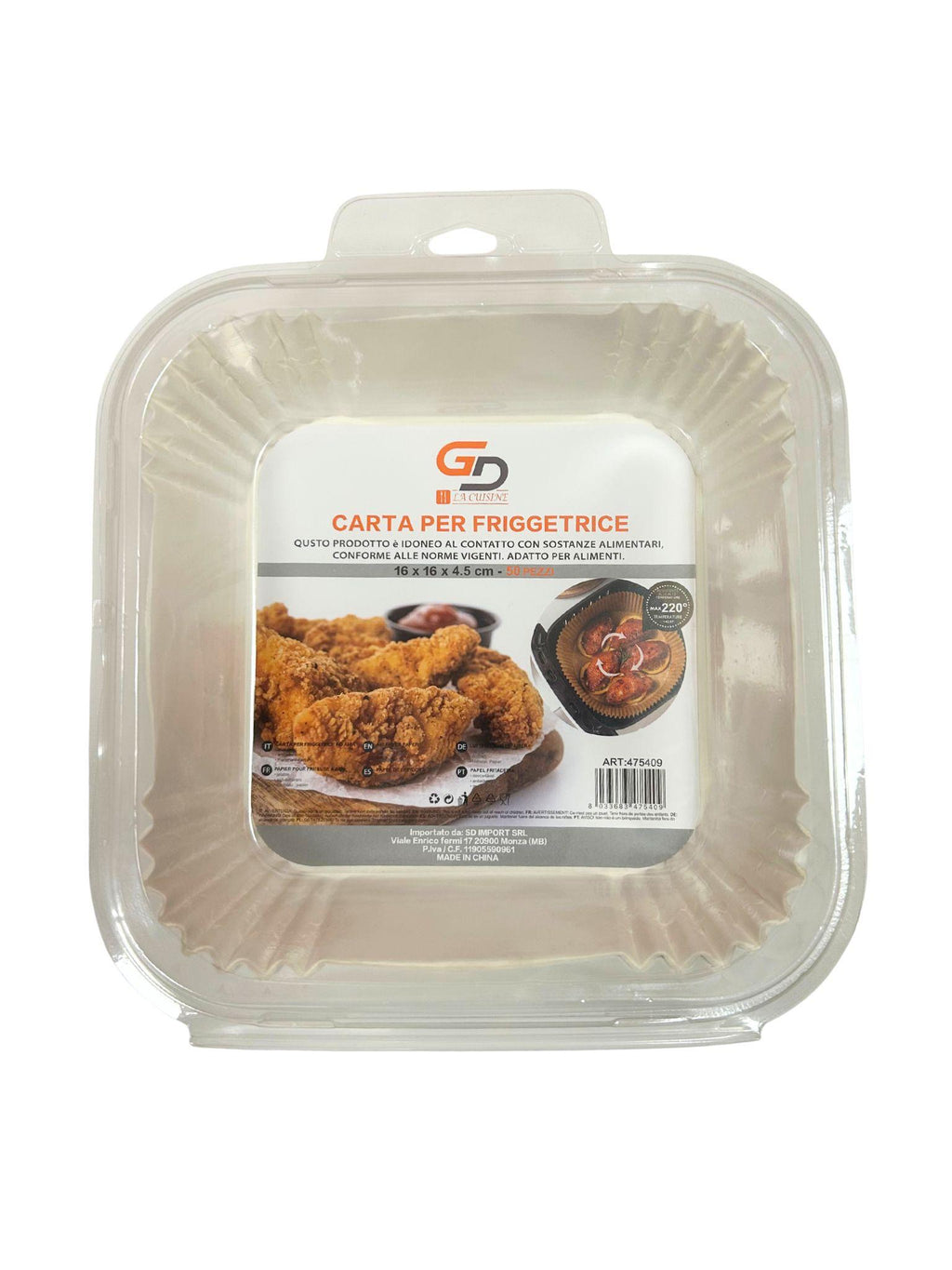 Teglie in Carta Monouso per Friggitrice ad Aria GD LA CUISINE 50 Pezzi  Ronde 16–20cm e Quadrate 16cm | Carta Oleata Antiaderente, Impermeabile e Resistente alle Alte Temperature | Ideali per Airfryer e Forno