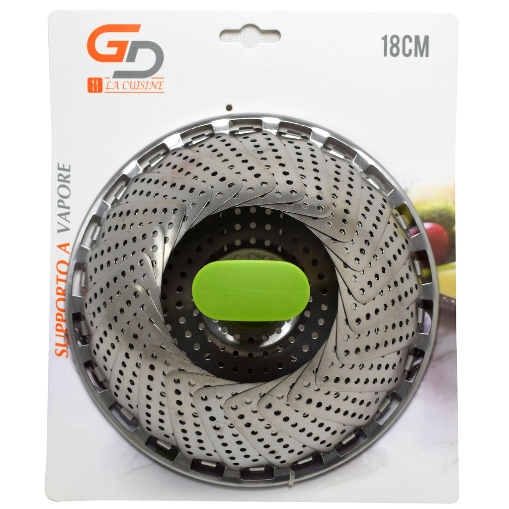 GD LA CUISINE Supporto a Vapore in Acciaio con Manico – Cestello per Cottura a Vapore per Gyoza, Bao, Verdure, Pesce e Ravioli – 14 cm / 18 cm