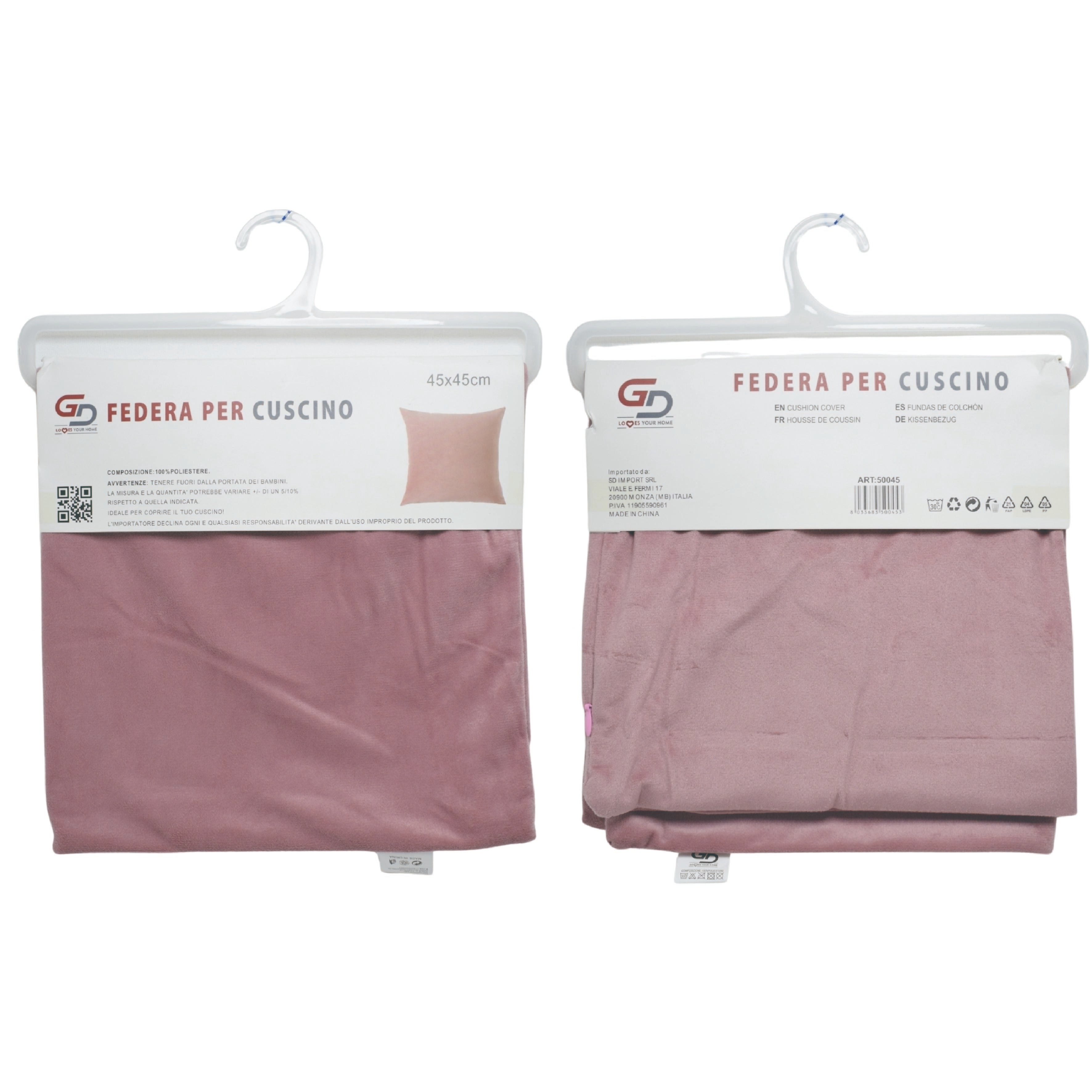 GD LOVES YOUR HOME Federa Cuscino Arredo in Velluto Morbido Tinta Unita per Divano e Letto | 45x45 – 55x55 cm | Sfoderabile, Lavabile, Stile Moderno