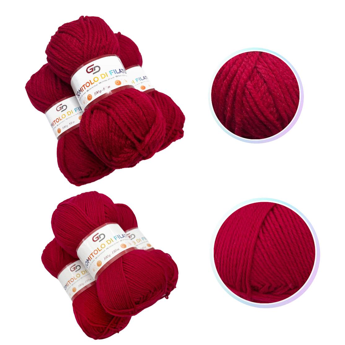 GD LOVES YOUR HOME Set 3 Gomitoli Filato Acrilico a 4 Capi Toni Vivaci | Sottile 180m o Grosso 83m, Morbido e Resistente per Maglia e Uncinetto