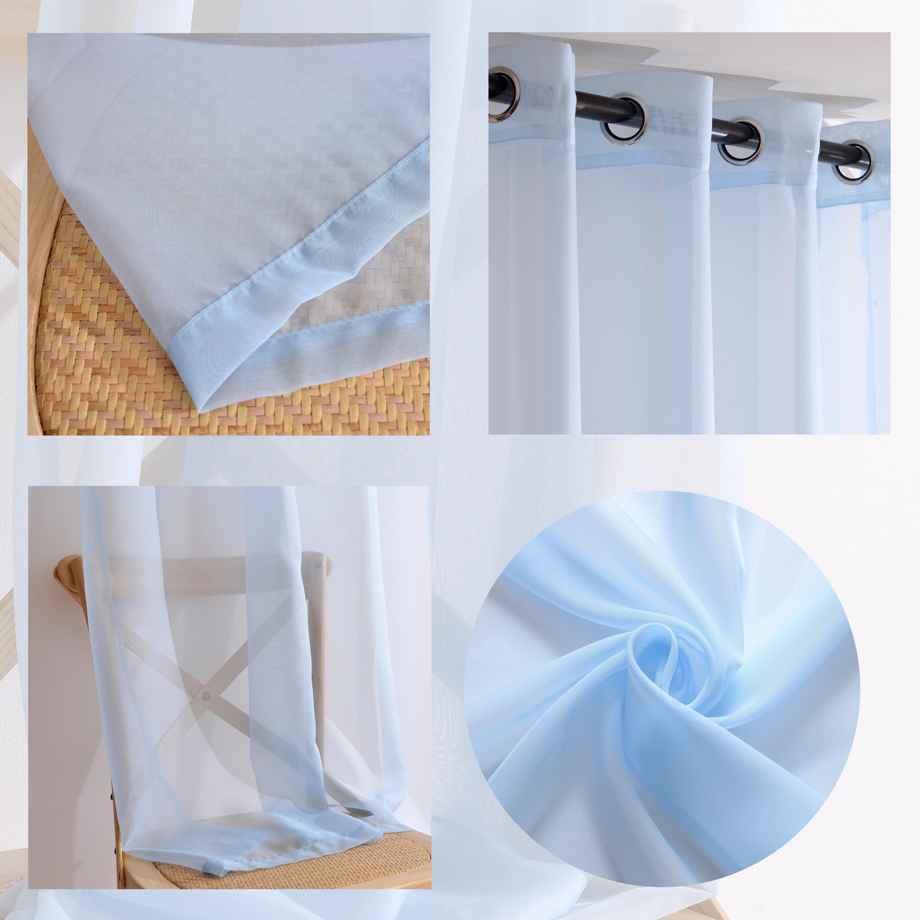 Tenda Velata LALIE, Semi-Trasparente in Tessuto Poliestere, con Anelli Rinforzati, 140x280 cm – 1 Pezzo – Perfetta per Soggiorno e Camera da Letto