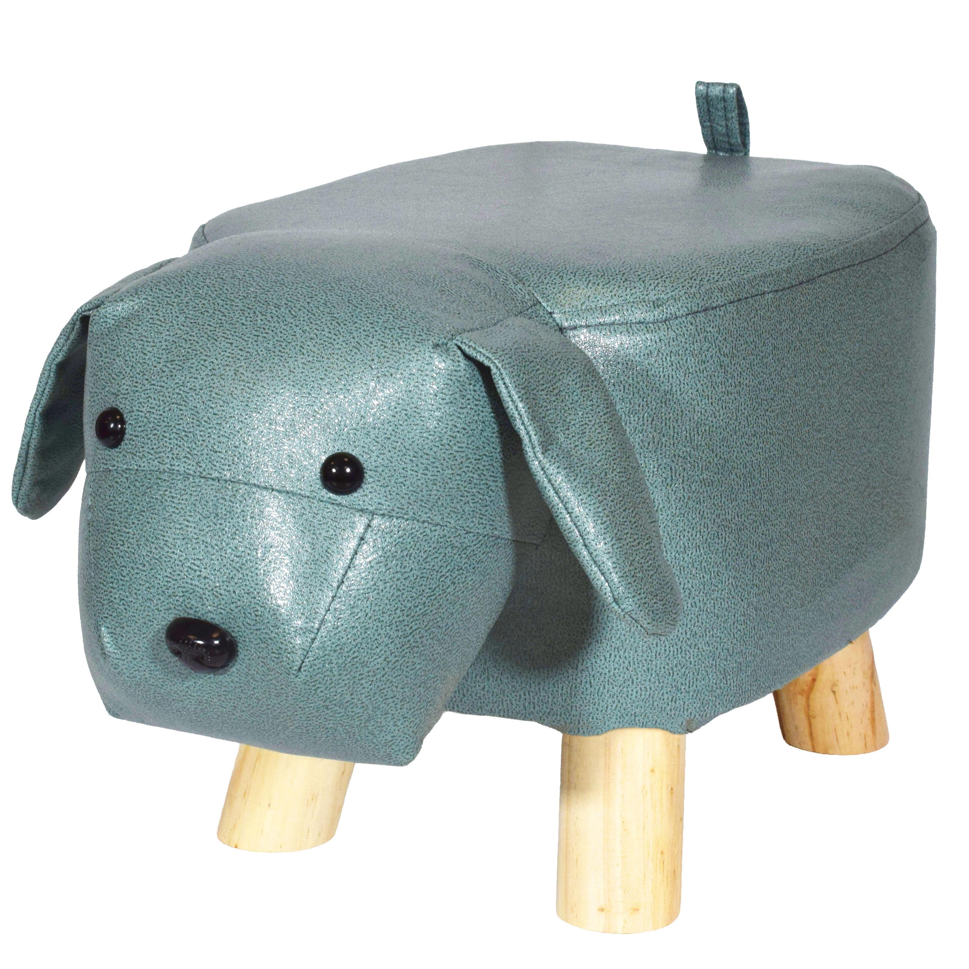 GD LOVES YOUR HOME Pouf Cagnolino H25 cm con gambe in legno | Sgabello animaletto imbottito, ideale come poggiapiedi e decoro per cameretta o salotto – 40 × 25 × H25 cm – 4 colori: Caffè, Grigio Chiaro, Bianco panna, Blu petrolio