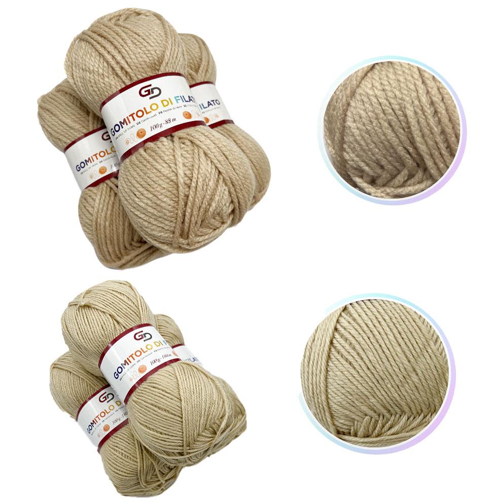 GD LOVES YOUR HOME Set 3 Gomitoli Filato Acrilico a 4 Capi Toni Neutri | Sottile 180m o Grosso 83m, Morbido e Resistente per Maglia e Uncinetto