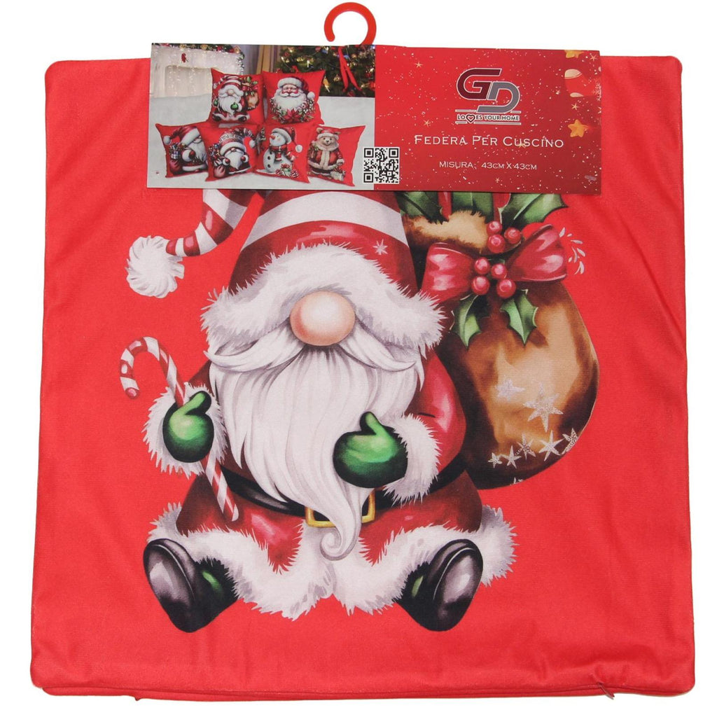 GD LOVES XMAS Set 2 Copricuscino Natalizio 3D 43×43 cm Federe Morbide per Divano o Letto 12 Fantasie Natalizie con Babbo Natale e Regali