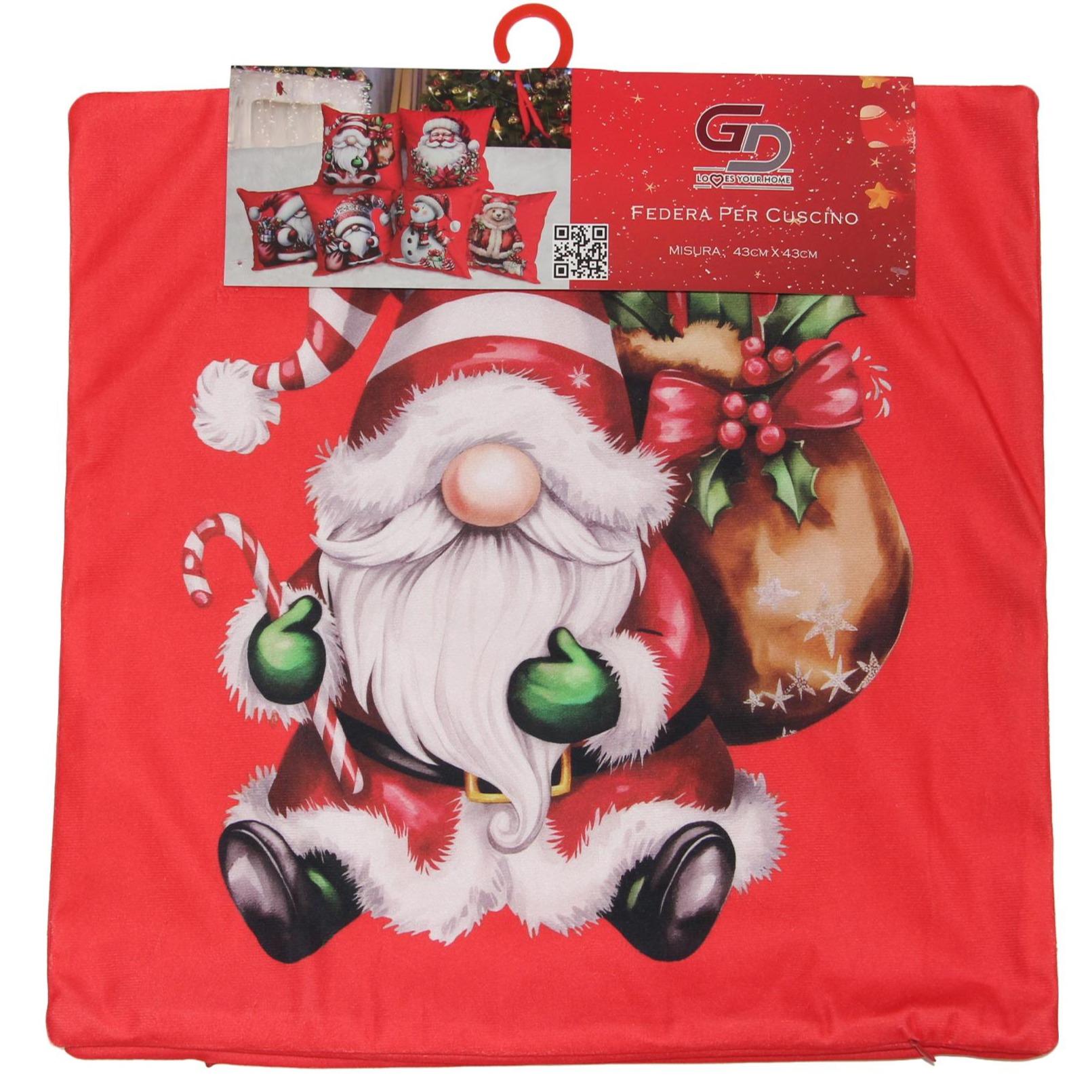 GD LOVES XMAS Set 2 Copricuscino Natalizio 3D 43×43 cm Federe Morbide per Divano o Letto 12 Fantasie Natalizie con Babbo Natale e Regali