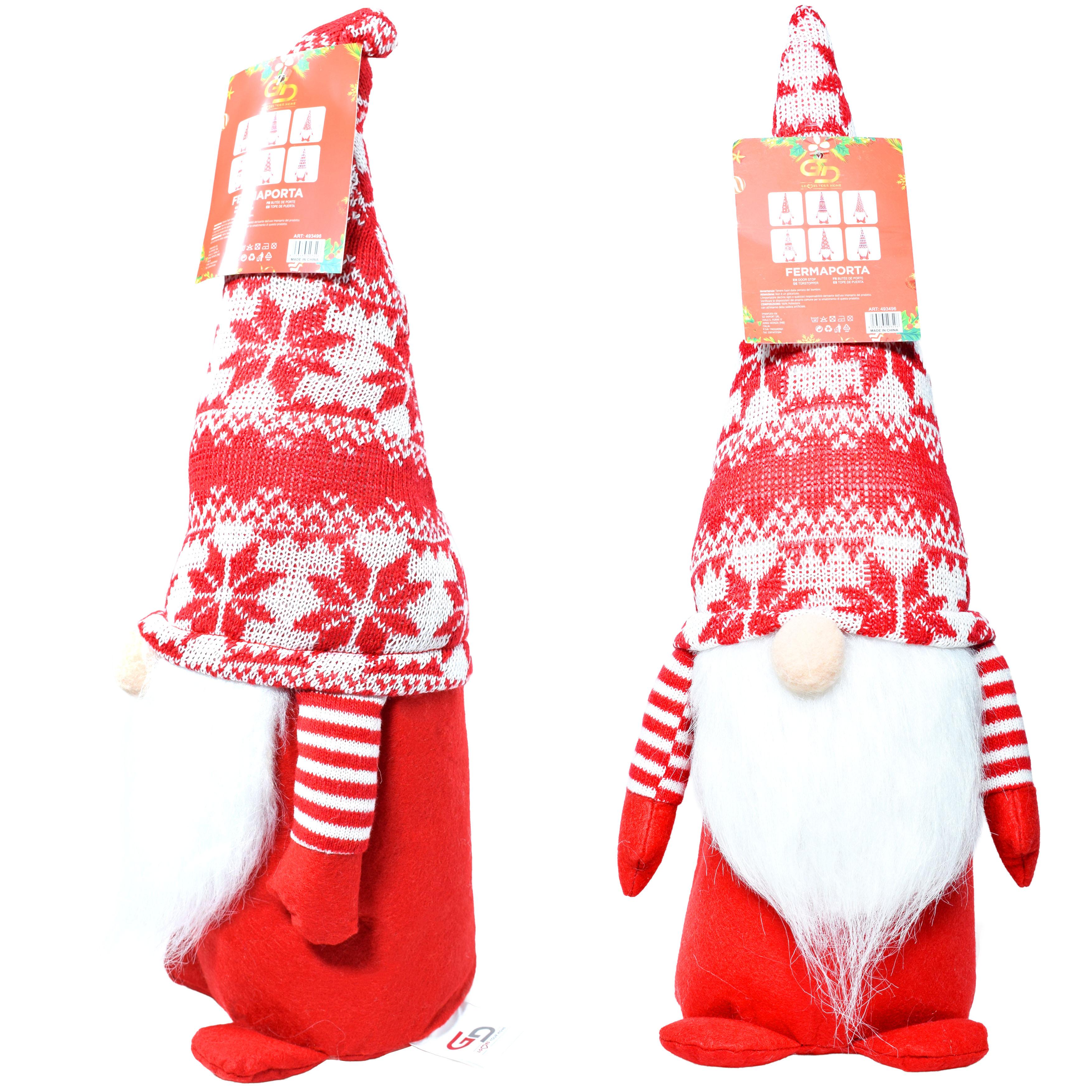 GD LOVES XMAS Gnomo Natalizio Fermaporta 32 cm Decorazione Invernale per Casa e Regalo di Natale con Cappello Invernale e Dettagli Festivi