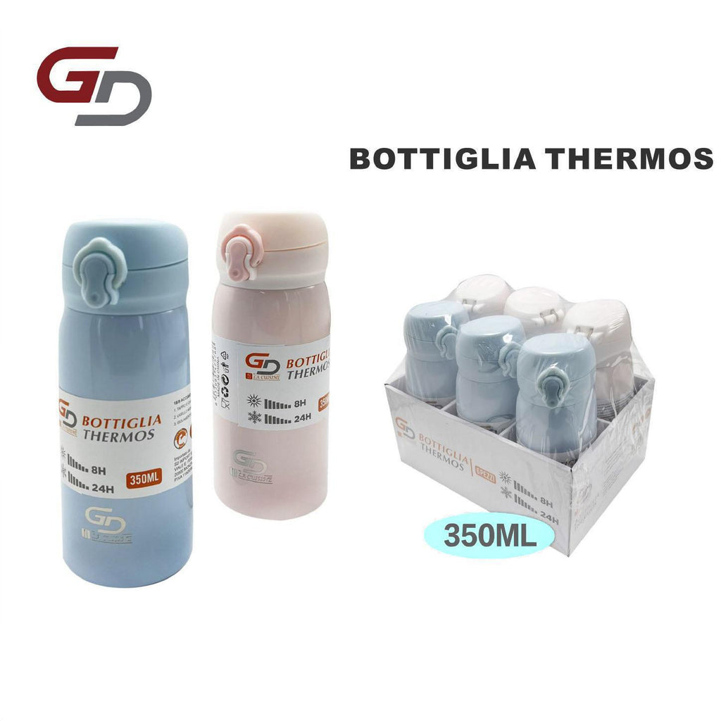 GD LA CUISINE Bottiglia Thermos Acciaio Inox 350ml, 500ml o 750ml | Borraccia Termica Ermetica 8-24h Caldo & Freddo, Scuola, Ufficio e Viaggi