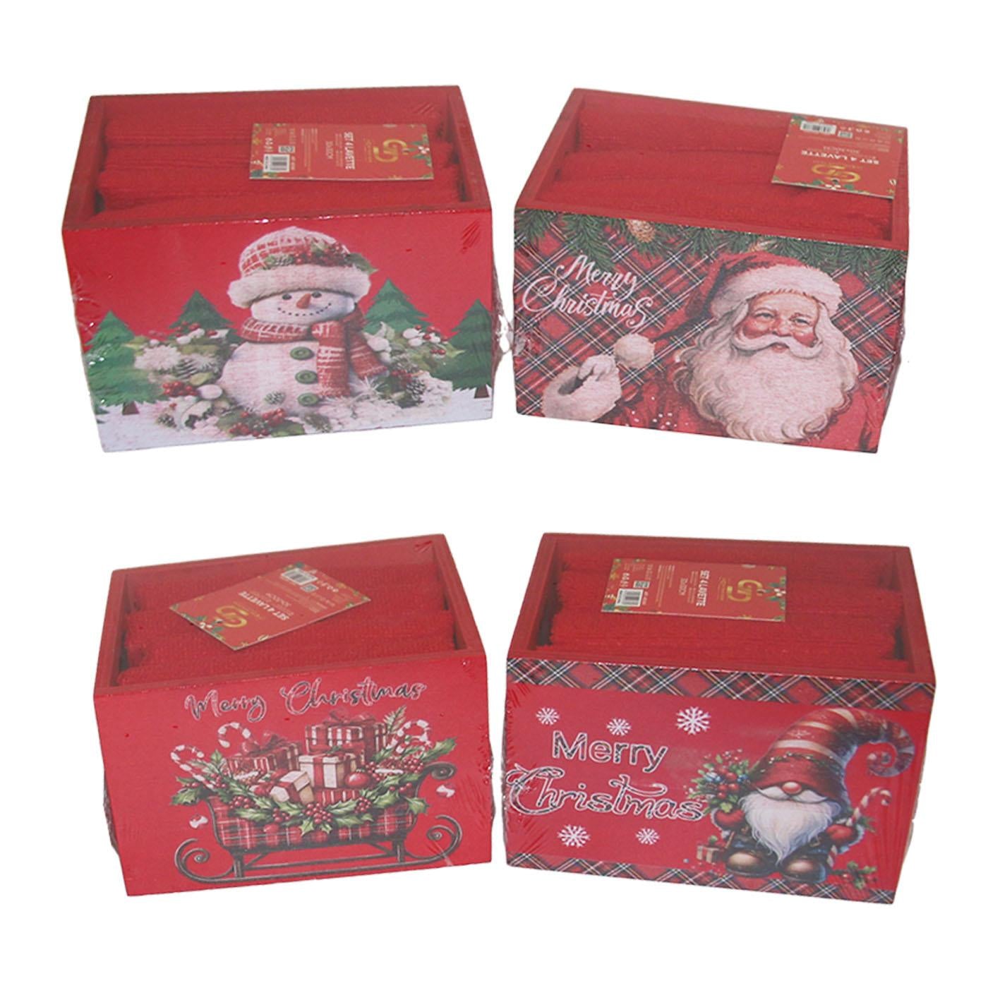 GD LOVES XMAS Elegante Scatola Regalo in Legno con Tovaglietta Natalizia | Design Premium 15×12×10 cm con Cuore Intagliato Laterale ️