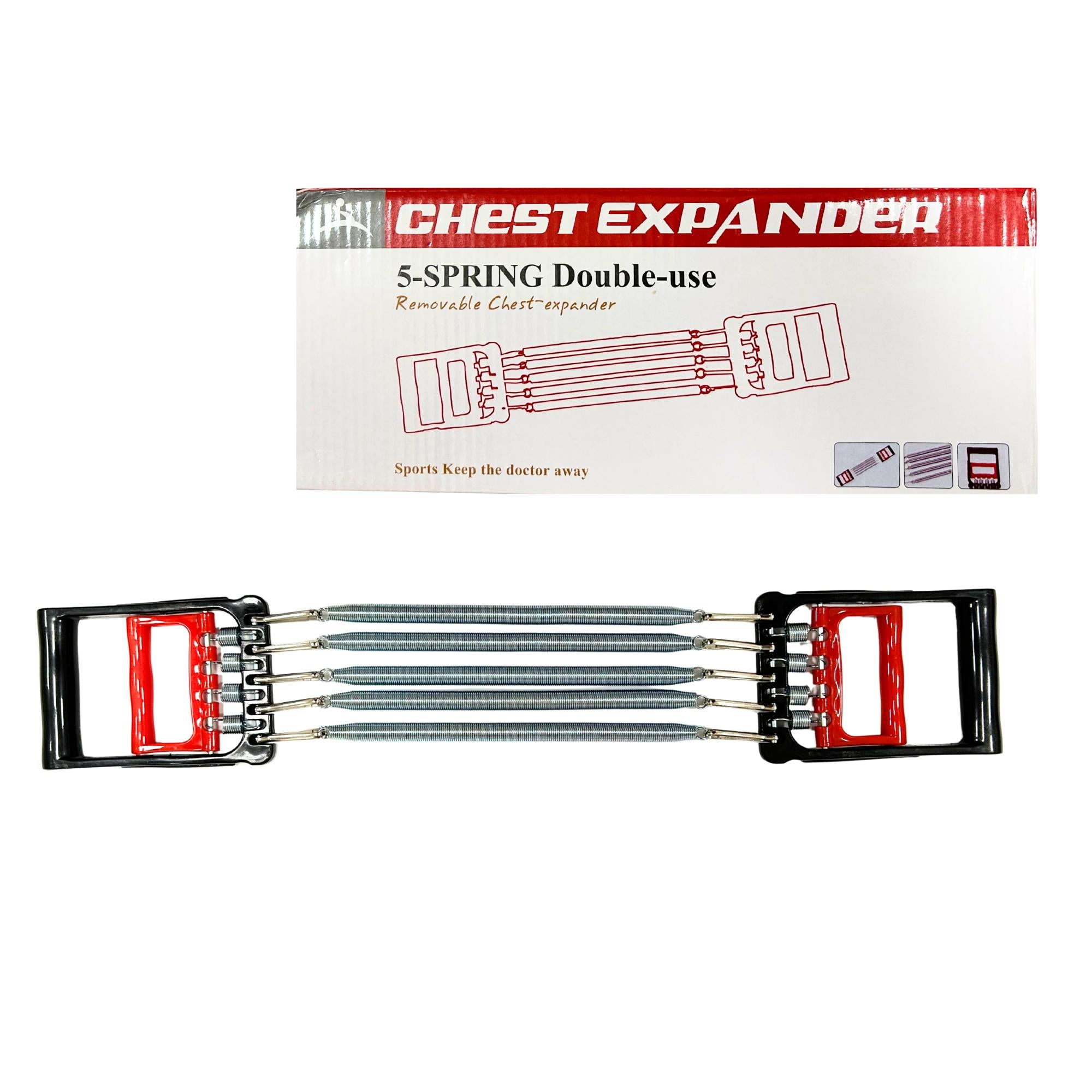 Esercizio in Casa Espansore Toracico e allenamento grip, Chest Expander con 5 molle Estensione Media da 65 a 130 cm Fino a Max 150cm