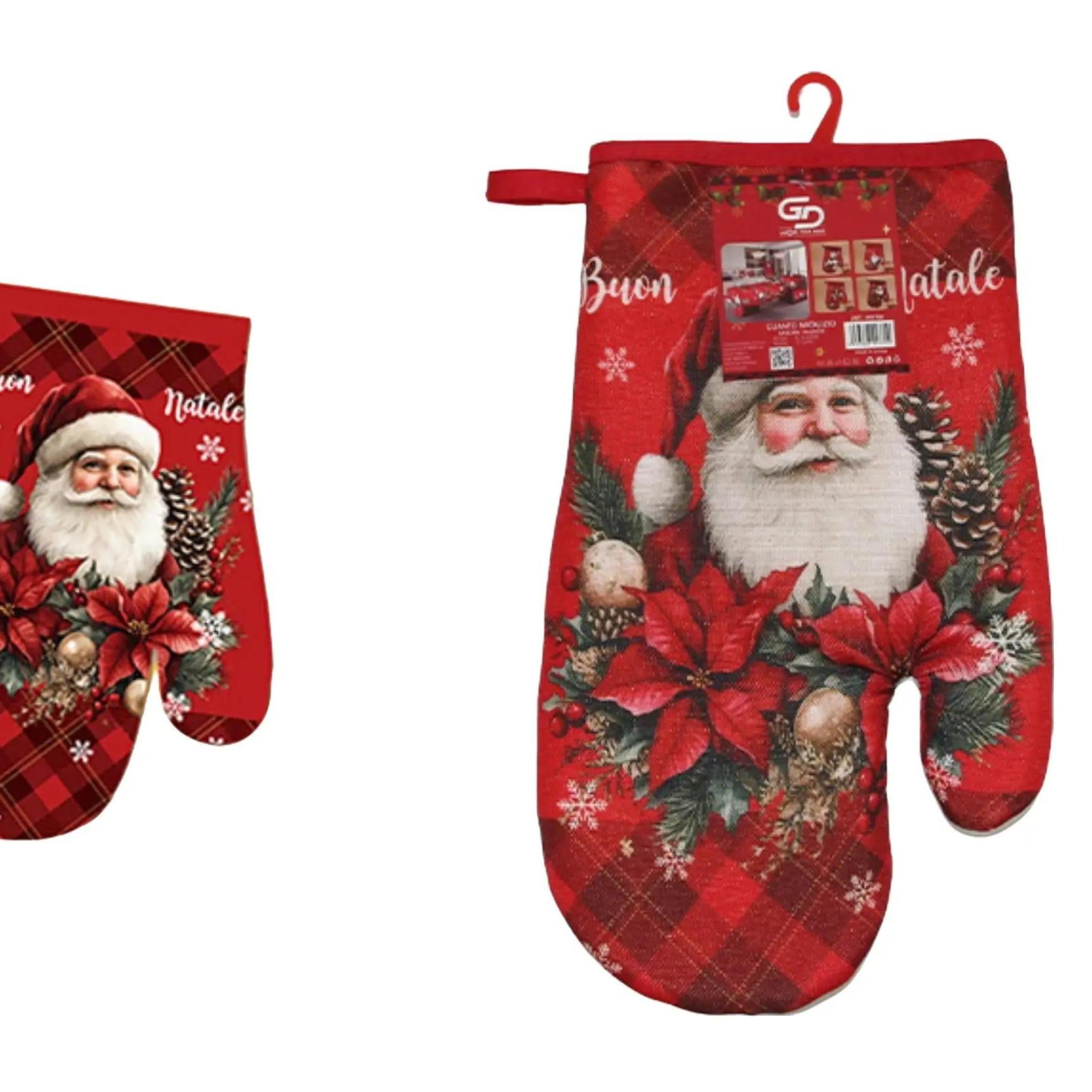 GD LOVES XMAS Guanto da Cucina Natalizio 19×29 cm  Guanto Forno Termico Antiscottatura con Gancio – Decorazione Cucina e Idea Regalo Natale