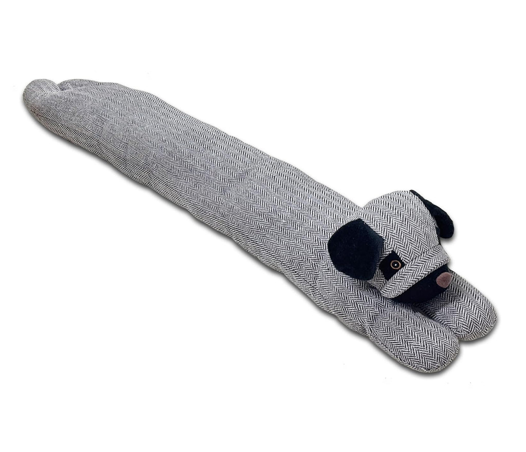 GD LOVES YOUR HOME Salsicciotto Fermaporta Cane 90 cm – Fermaporta Pesante/Appesantito, Paraspifferi sottoporta, Blocca Spifferi e Rumore – Tessuto effetto lino – Per Porte e Finestre – 4 Motivi: scozzese & spina di pesce