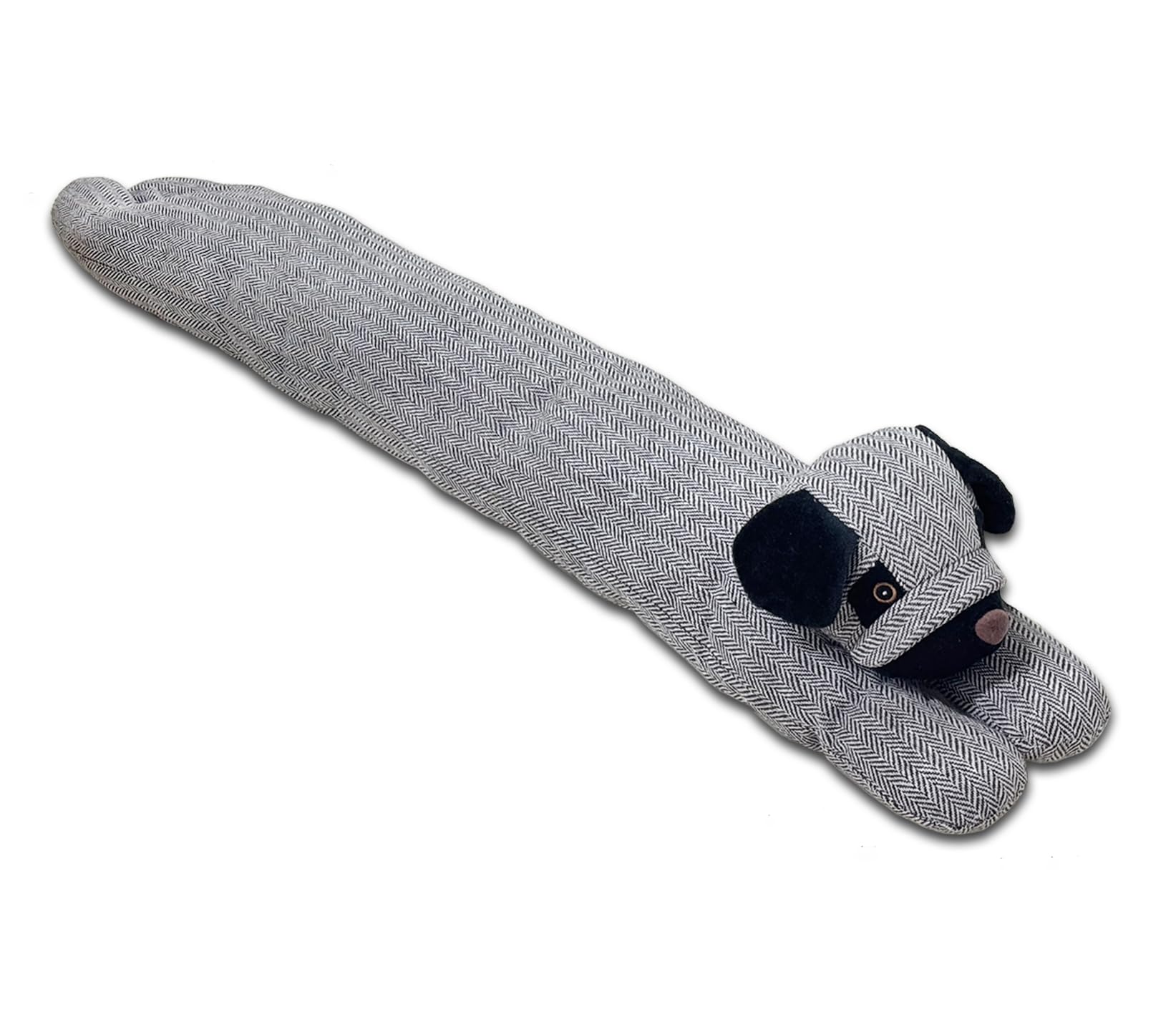GD LOVES YOUR HOME Salsicciotto Fermaporta Cane 90 cm – Fermaporta Pesante/Appesantito, Paraspifferi sottoporta, Blocca Spifferi e Rumore – Tessuto effetto lino – Per Porte e Finestre – 4 Motivi: scozzese & spina di pesce