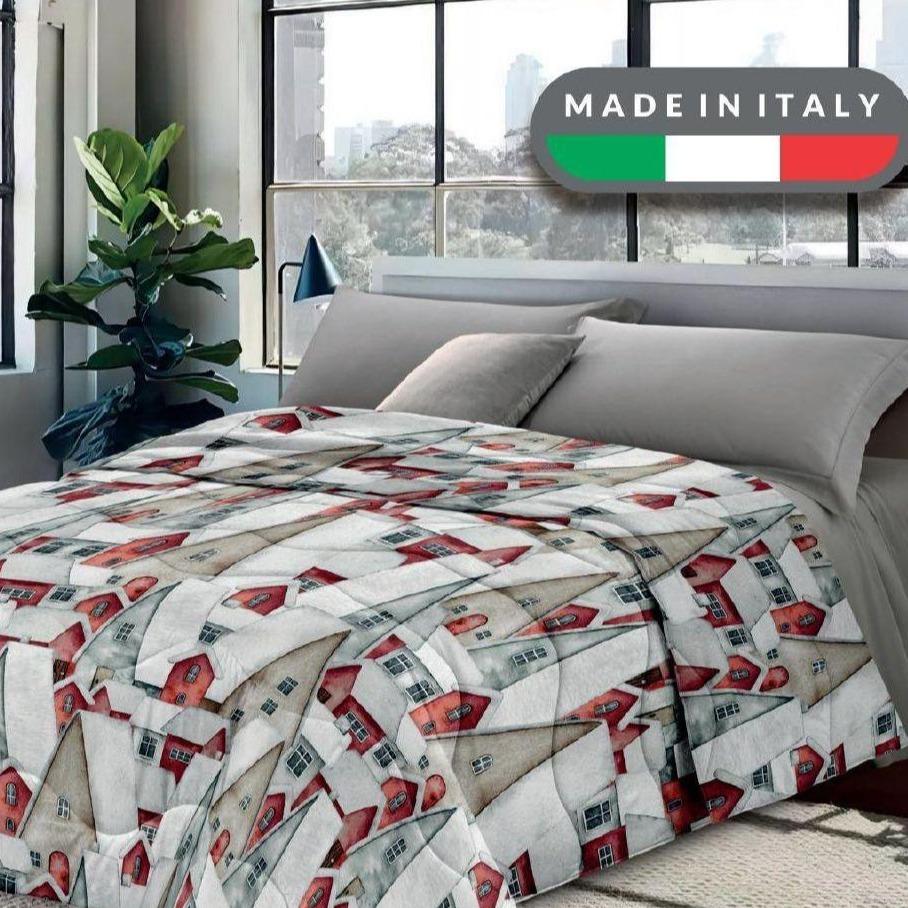 GD LOVES YOUR HOME Trapunta Leggera Matrimoniale Invernale 260×260 cm – MADE IN ITALY, Microfibra Mano Pesca, Anallergica e Duck Friendly – Coperta Imbottita con Bordatura Laser, Fantasie Stampate