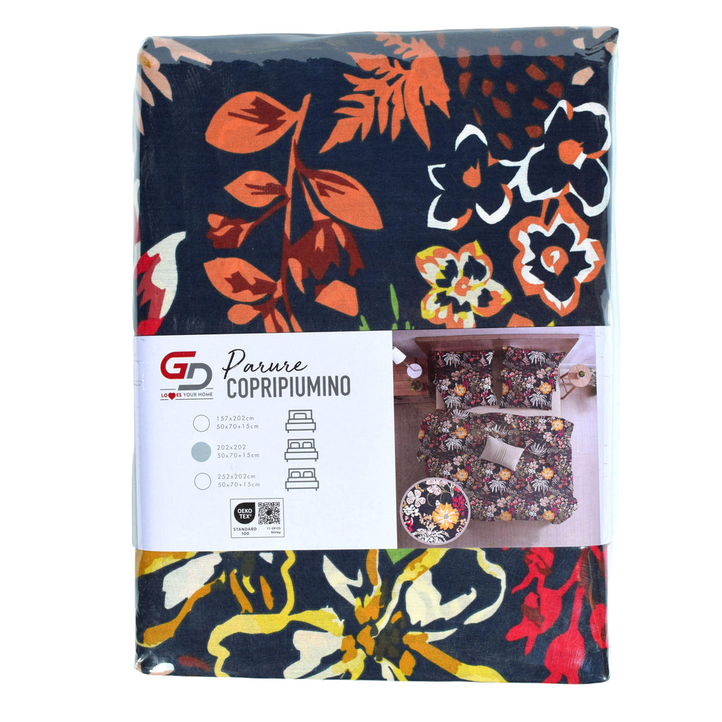 GD LOVES YOUR HOME Linea Parure Copripiumino – Fantasie Notte di Pavone & Fiori d’Autunno – Set 2 o 3 Pezzi con Federe – 3 Misure (Singolo, Piazza e Mezza, Matrimoniale) – Morbido, Traspirante e Facile da Lavare