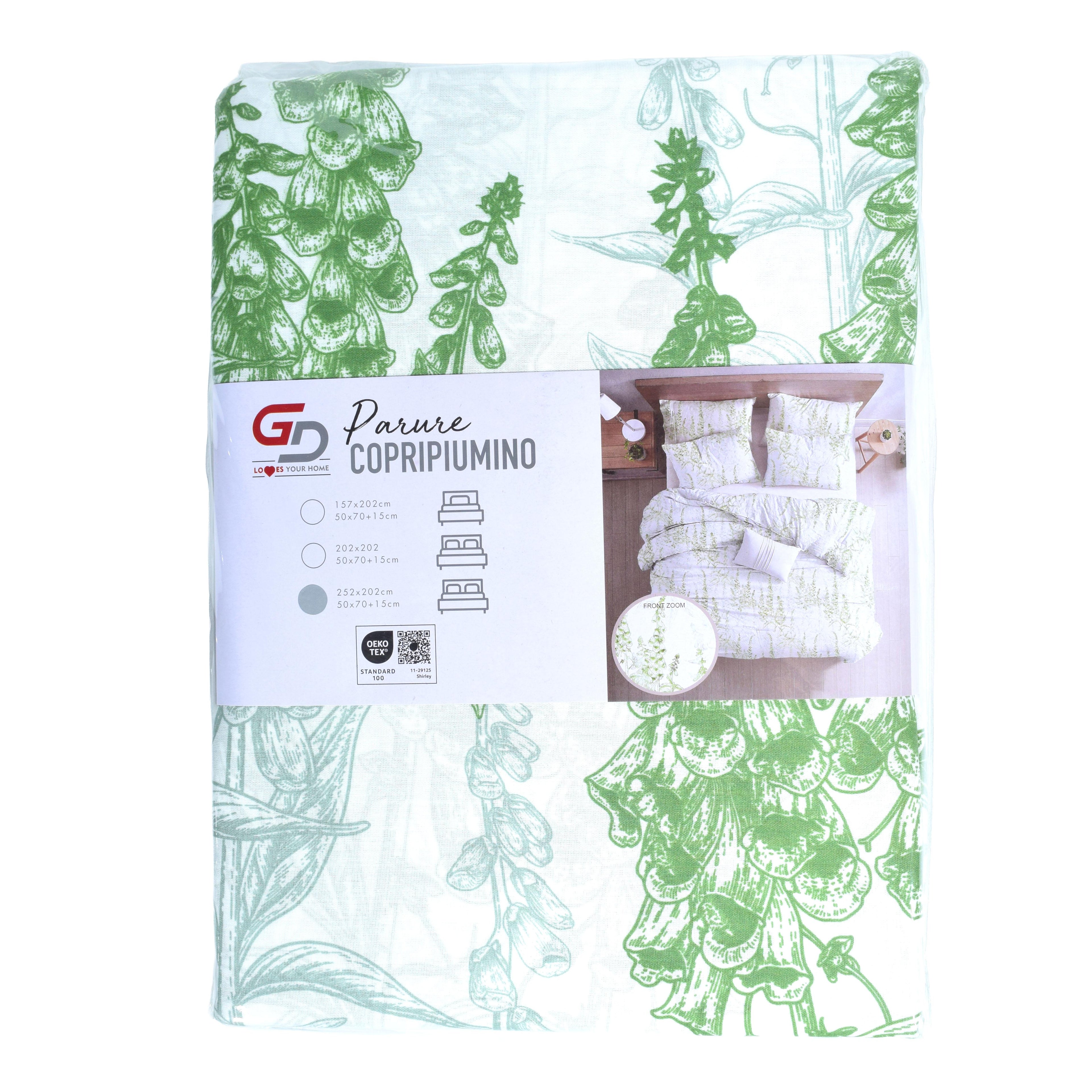 Parure Copripiumino GD LOVES YOUR HOME Fantasie Giardino di Peonie & Verde Botanico – Set 2 o 3 Pezzi con Federe – 3 Misure – Morbido, Traspirante, Anti-pilling e Lavabile in Lavatrice
