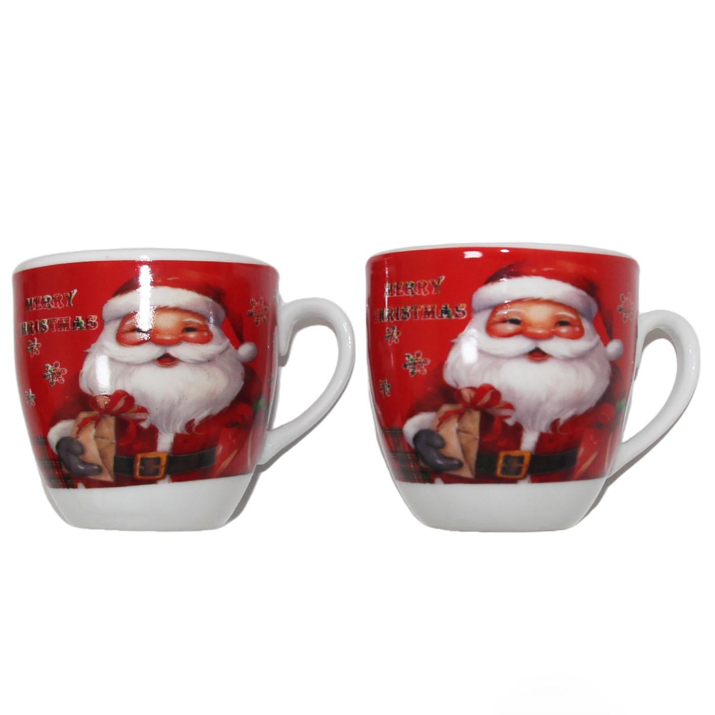 GD LOVES XMAS Set Regalo Natalizio Tazze + Piattini + Canovaccio – Confezione in Scatola Decorata | 85% Cotone, Idea Regalo per Casa o Ufficio