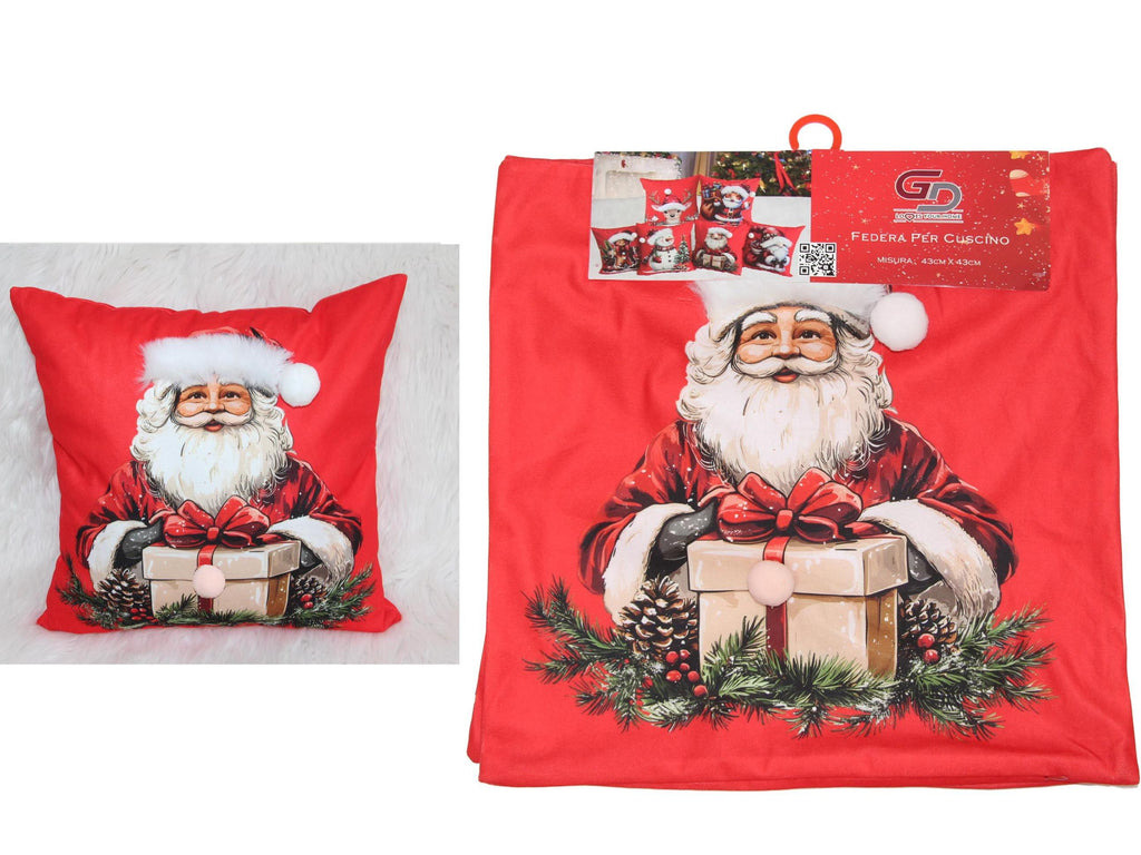 GD LOVES XMAS Set 2 Copricuscino Natalizio 3D 43×43 cm Federe Morbide per Divano o Letto 12 Fantasie Natalizie con Babbo Natale e Regali