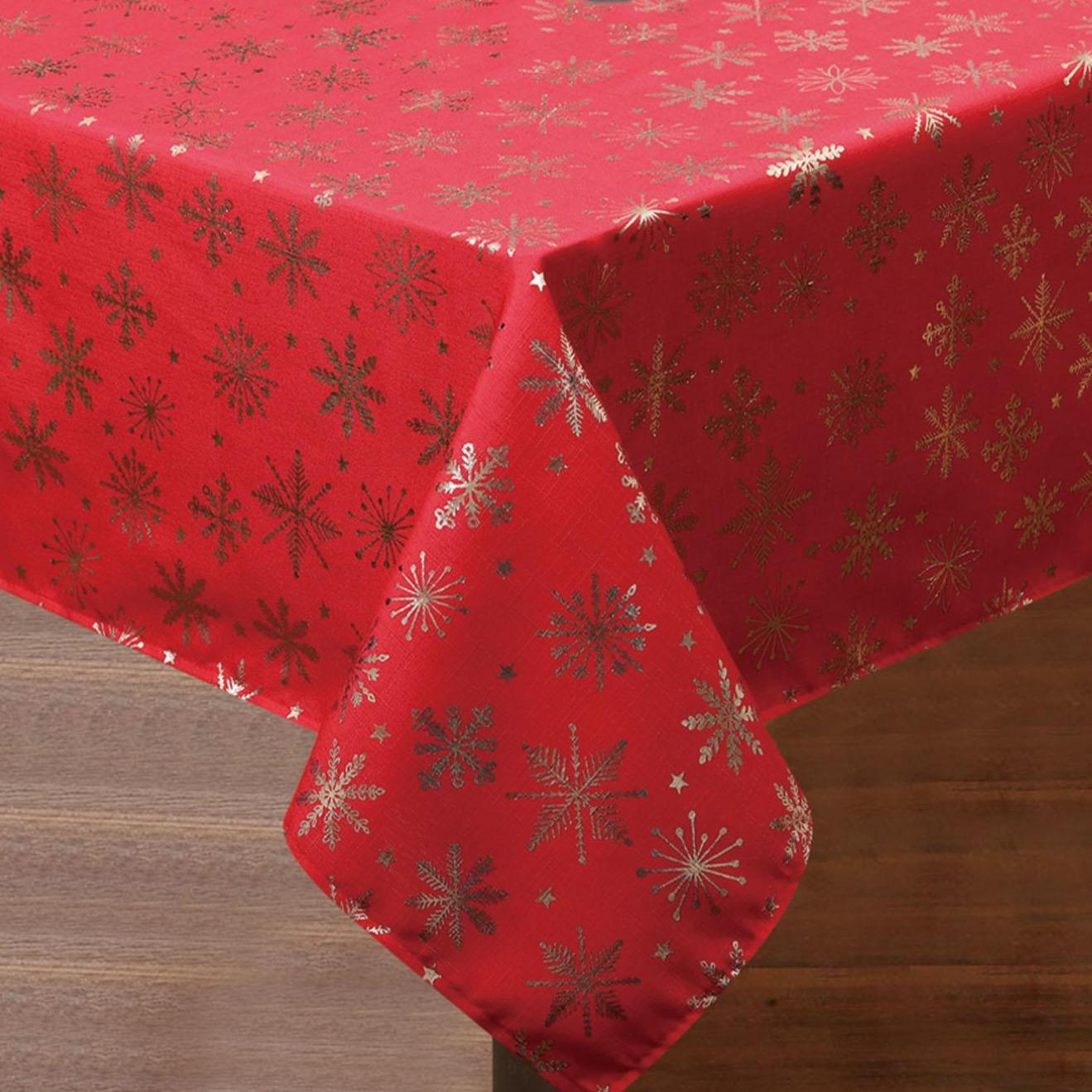 GD LOVES XMAS | Tovaglia Natalizia Antimacchia 140×180 cm • Fantasie Rosse per Tavola di Natale Elegante