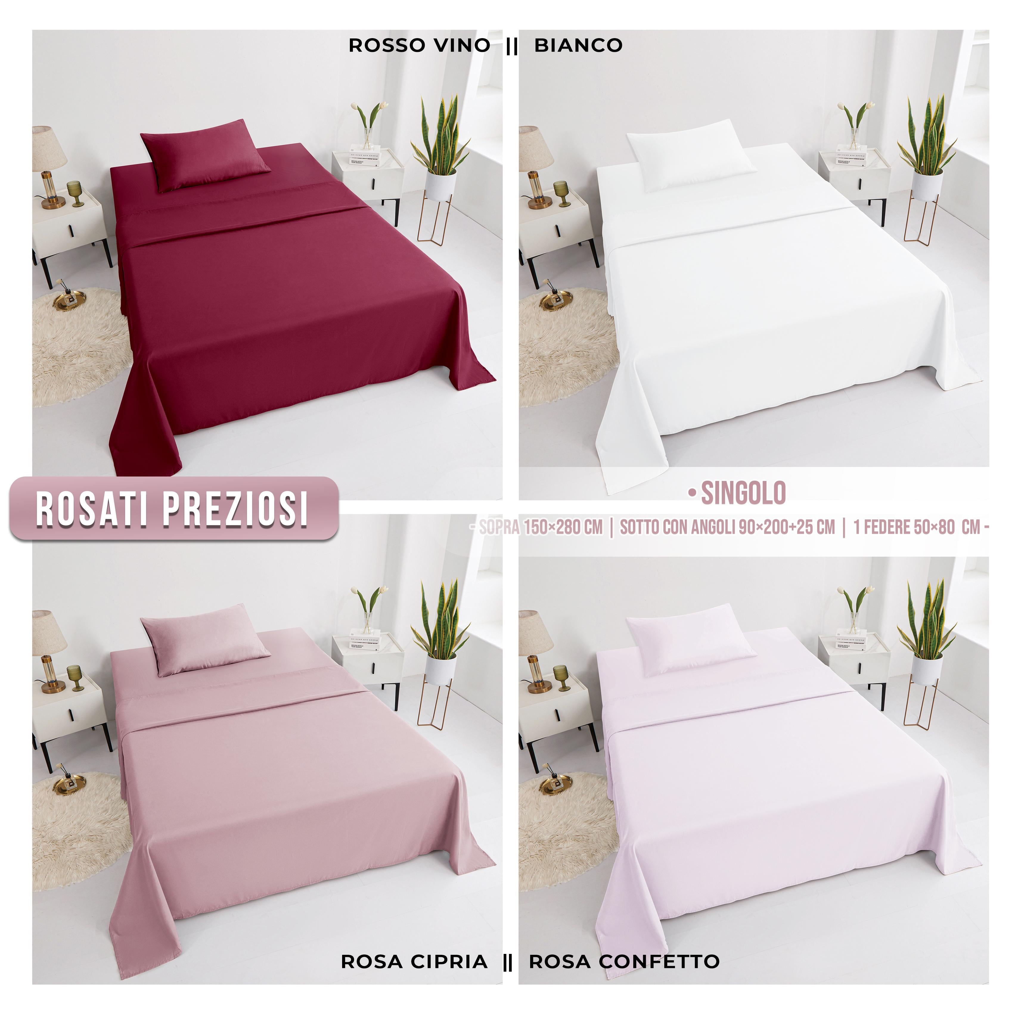 GD LOVES YOUR HOME Completo Letto: Lenzuolo Sopra + Lenzuolo Sotto con Angoli + Federe 50×80 – Microfibra Super Morbida e Traspirante, Massimo Comfort e Qualità Garantita