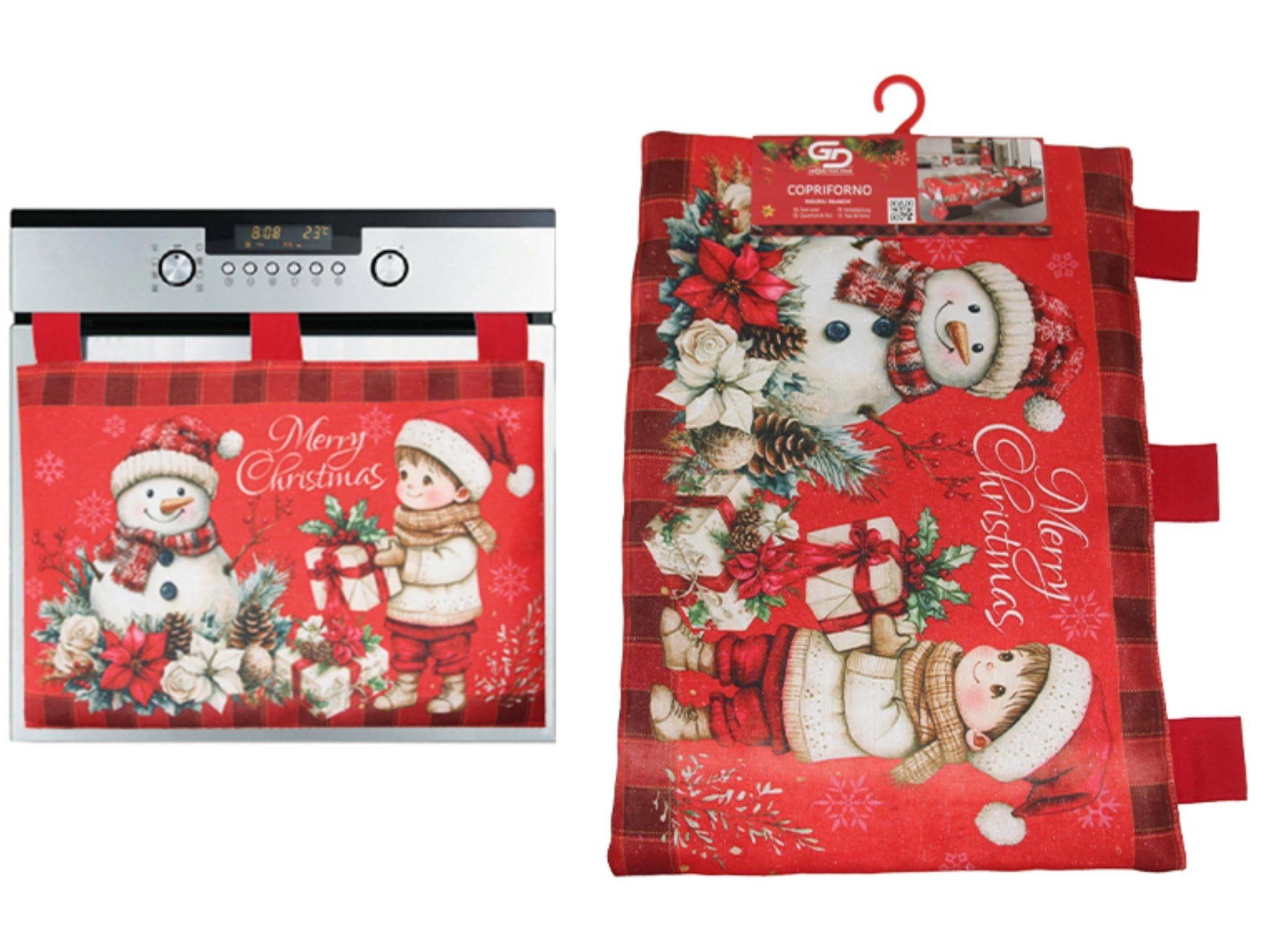 GD LOVES XMAS Copriforno Natalizio 38×48 cm  Copertura Decorativa per Forno – Tessuto Resistente Lavabile, Protezione Antipolvere e Arredo Cucina Festivo