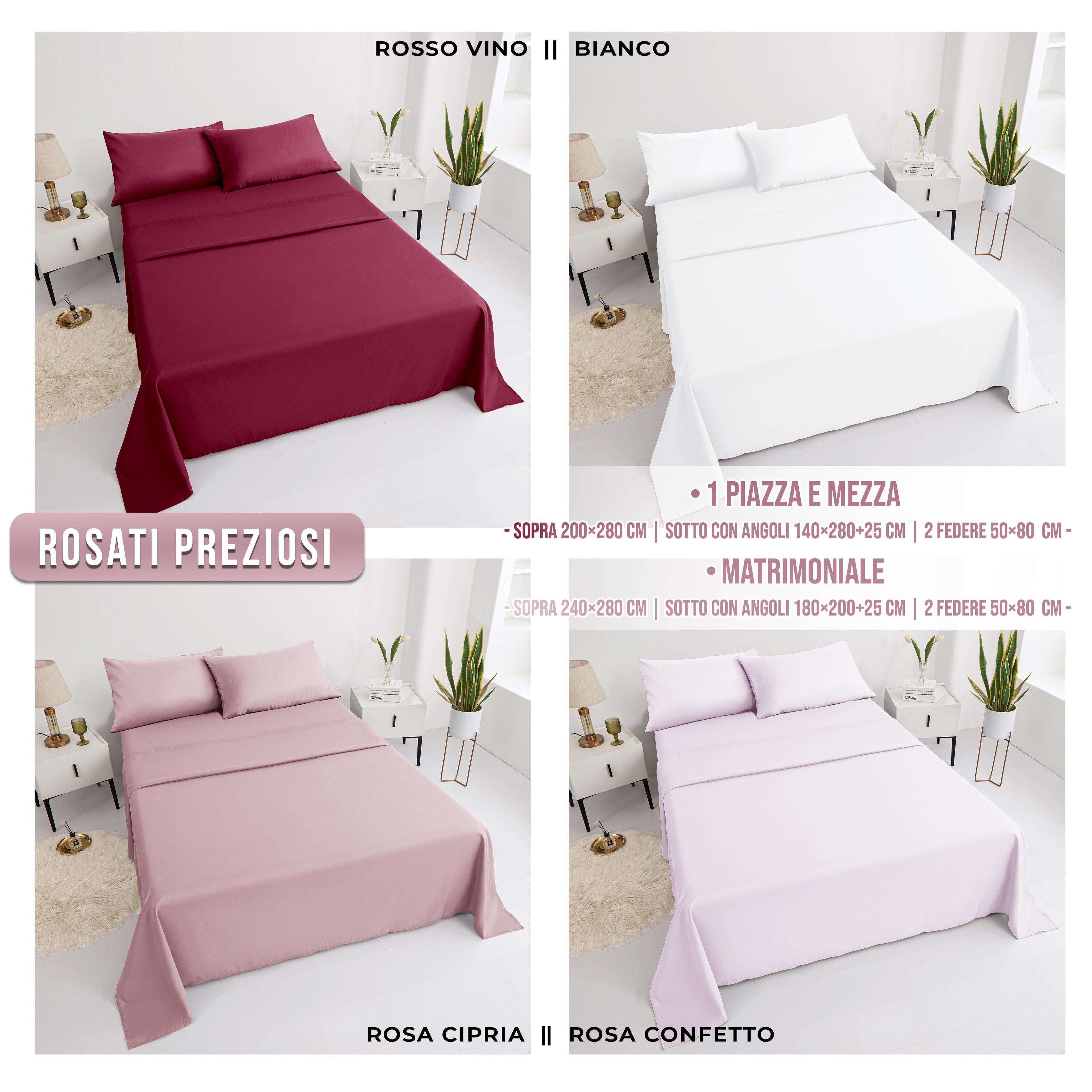 GD LOVES YOUR HOME Completo Letto: Lenzuolo Sopra + Lenzuolo Sotto con Angoli + Federe 50×80 – Microfibra Super Morbida e Traspirante, Massimo Comfort e Qualità Garantita