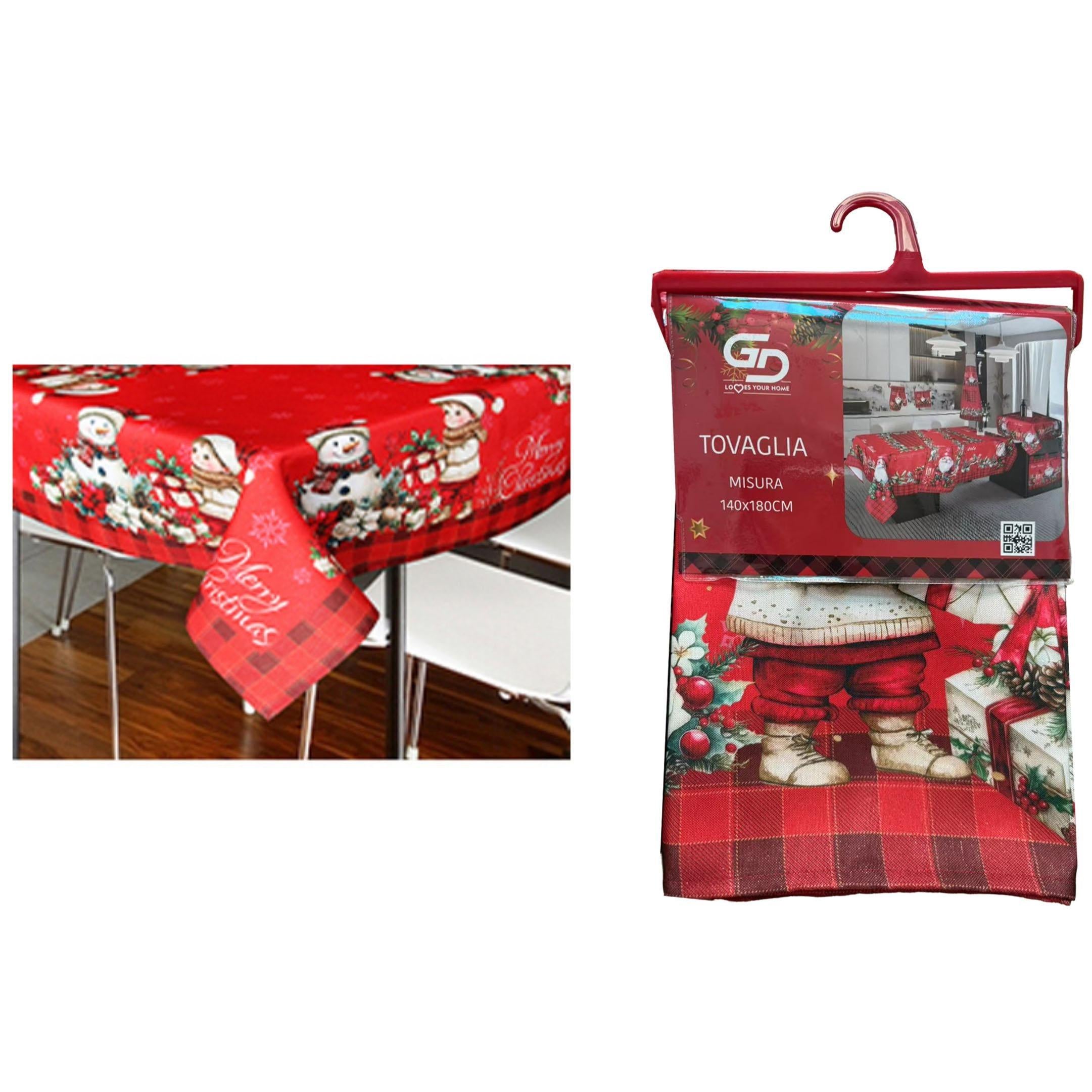 GD LOVES XMAS Tovaglia Natalizia 140X180CM Decorazione Tavola Festiva in Stile Elegante con Dettagli Oro e Argento