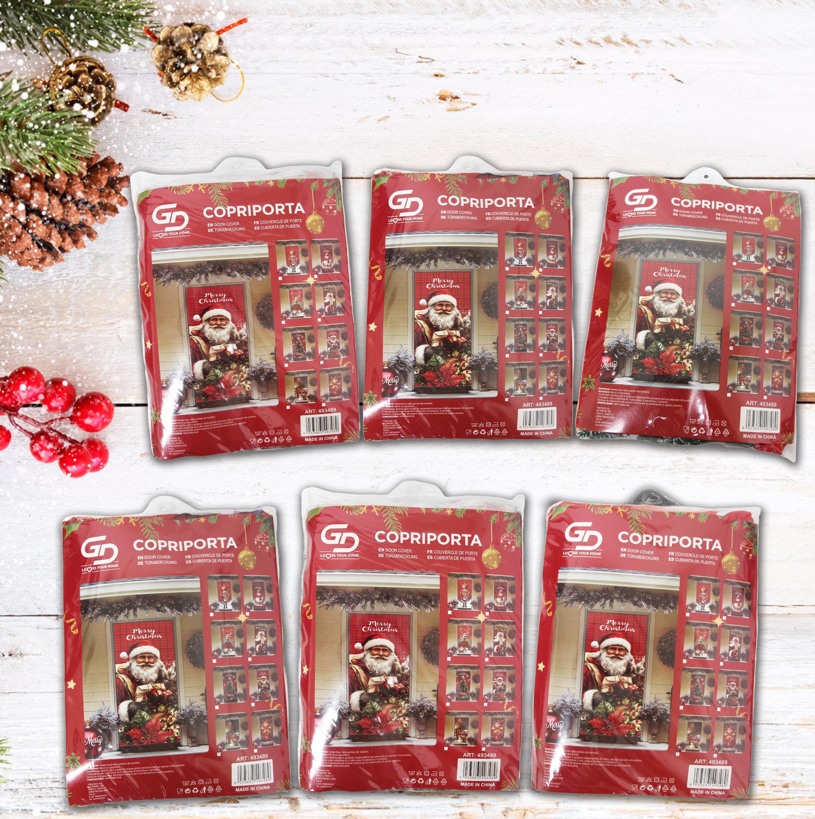 GD LOVES XMAS Copriporta Natalizio Elasticizzato | Decorazione Porta di Natale Facile da Montare, Lavabile e Riutilizzabile | Monti in 10s, atmosfera immediata