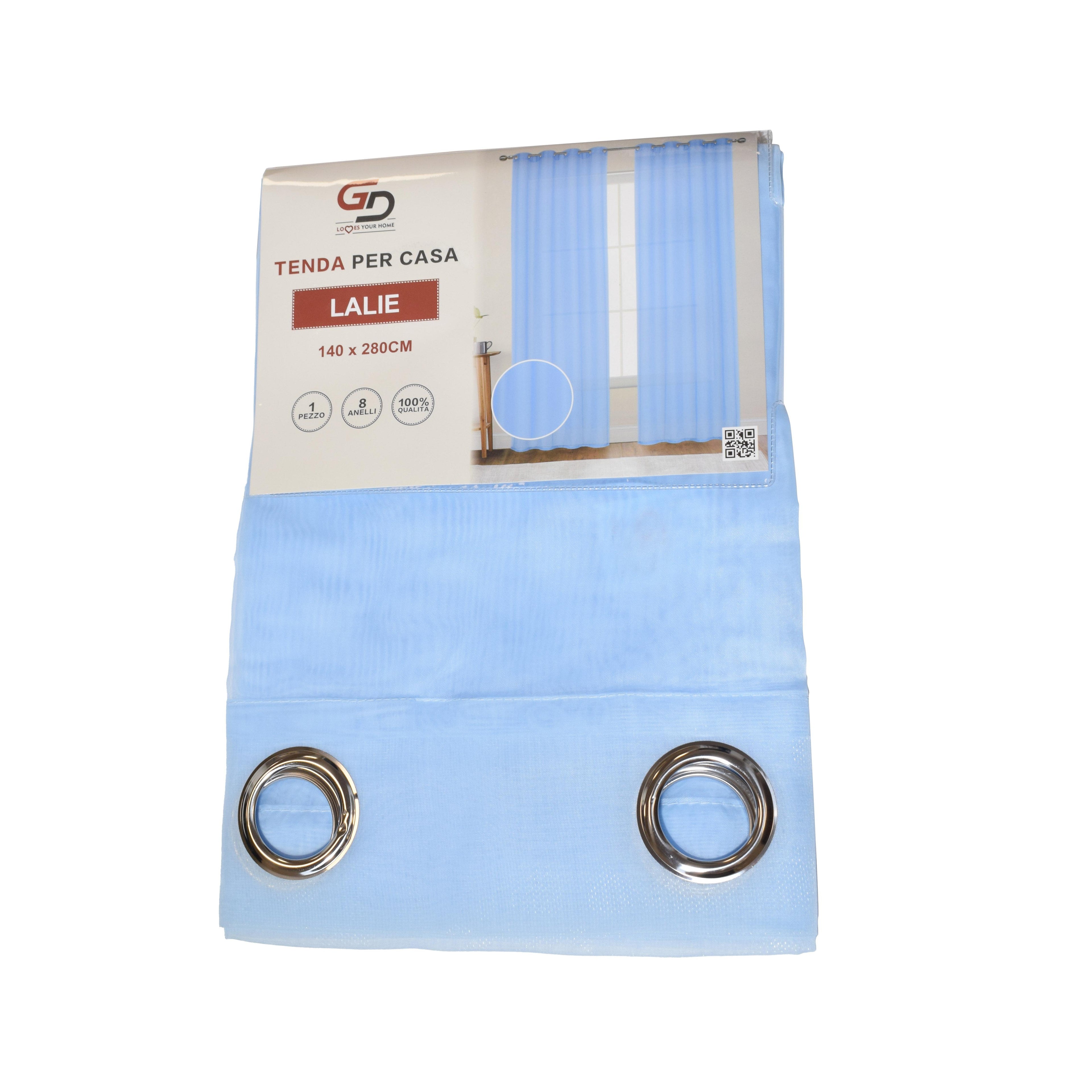Tenda Velata LALIE, Semi-Trasparente in Tessuto Poliestere, con Anelli Rinforzati, 140x280 cm – 1 Pezzo – Perfetta per Soggiorno e Camera da Letto