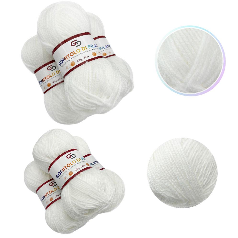 GD LOVES YOUR HOME Set 3 Gomitoli Filato Acrilico a 4 Capi Toni Neutri | Sottile 180m o Grosso 83m, Morbido e Resistente per Maglia e Uncinetto