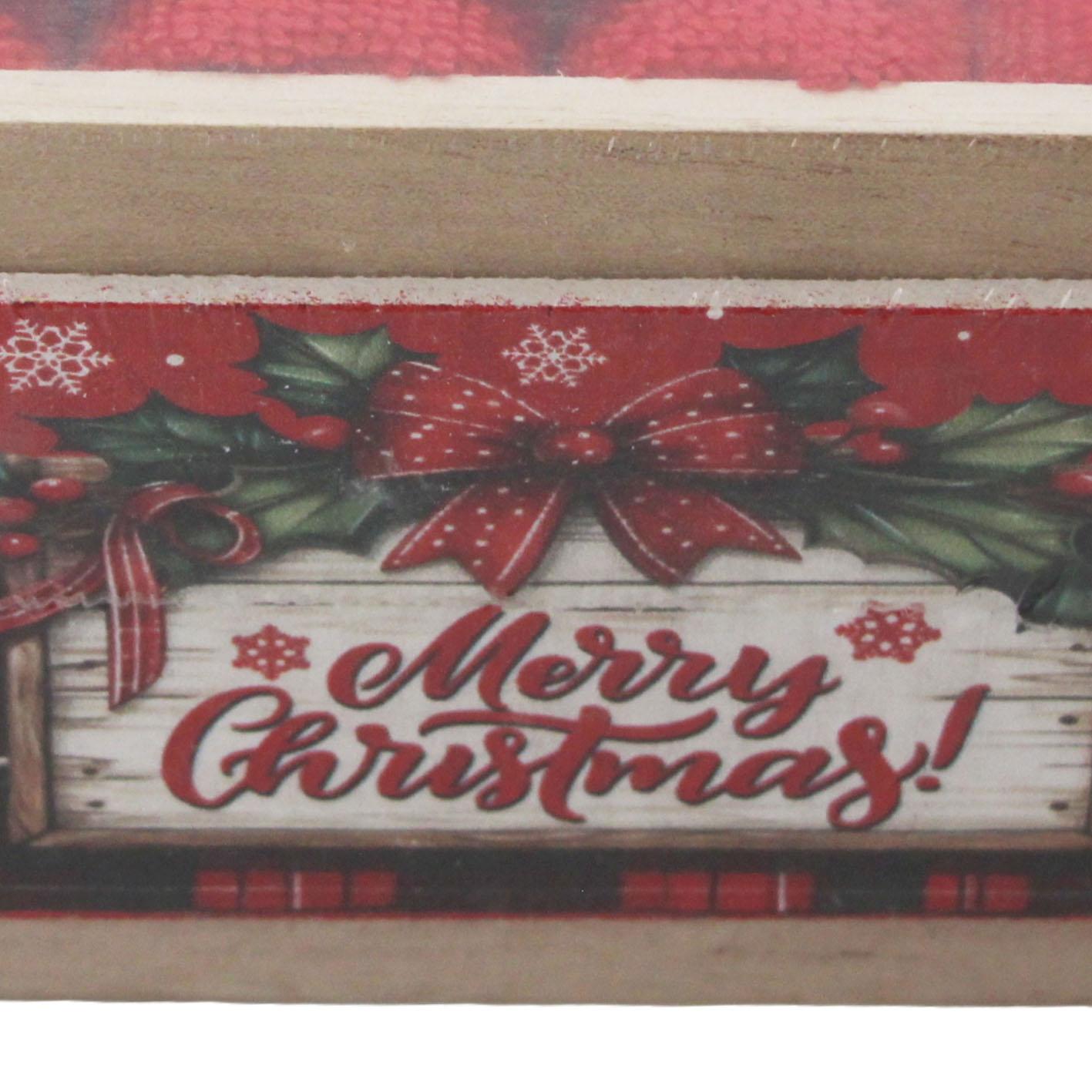 GD LOVES XMAS Scatola Regalo Natalizia in Legno con 4 Tovagliette Rossa 30x30 cm Design Elegante e Festivo 14.5x10.5x8 cm